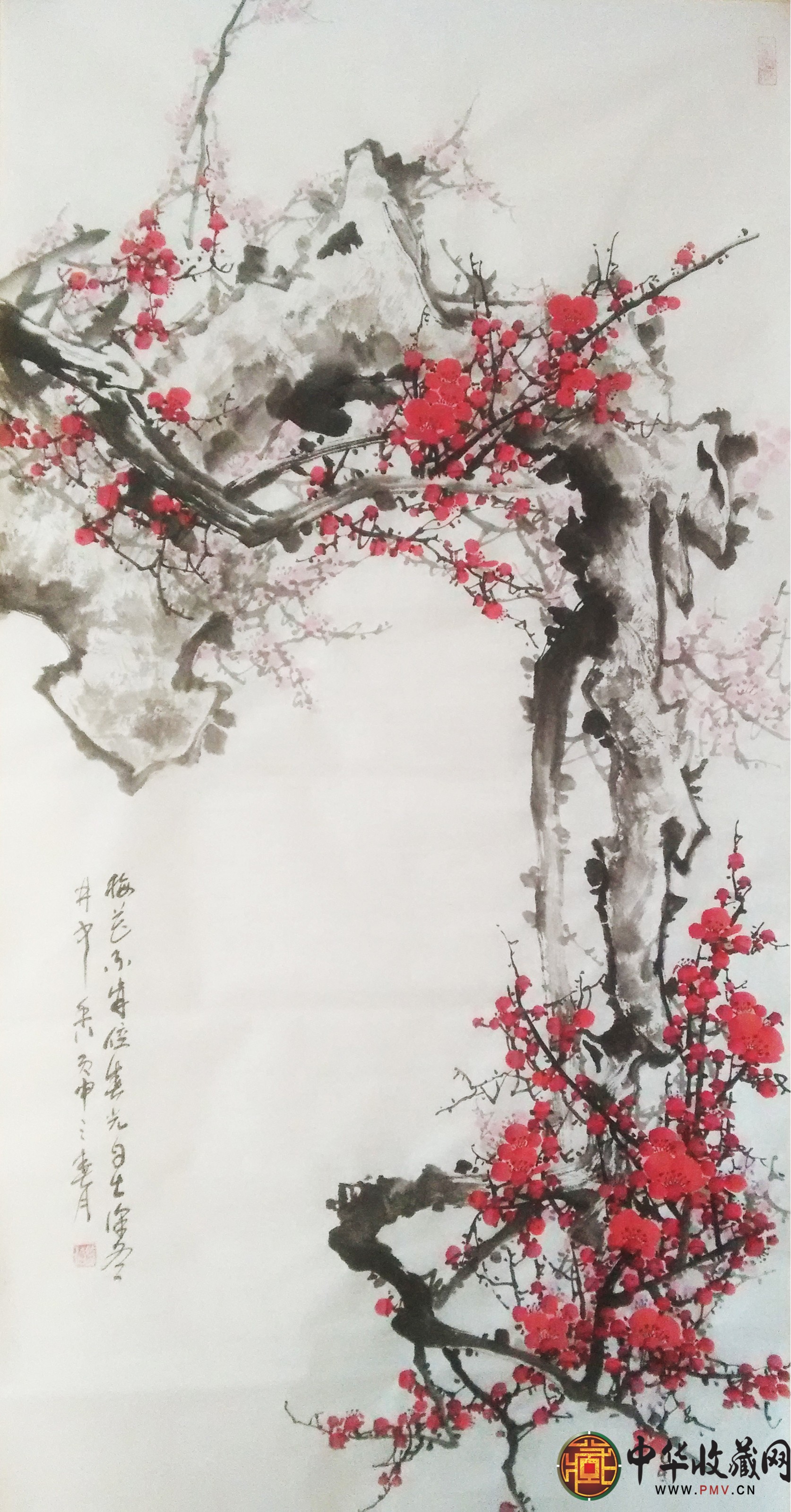 李森四尺豎幅國(guó)畫作品《梅花不肯傍春光自在深冬月中香》