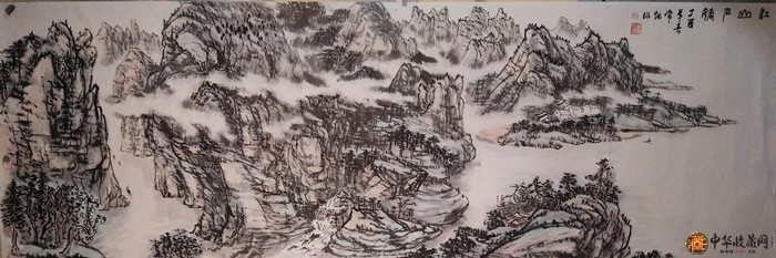 劉常炳   山水國畫作品 《江山多嬌圖》 180*60cm