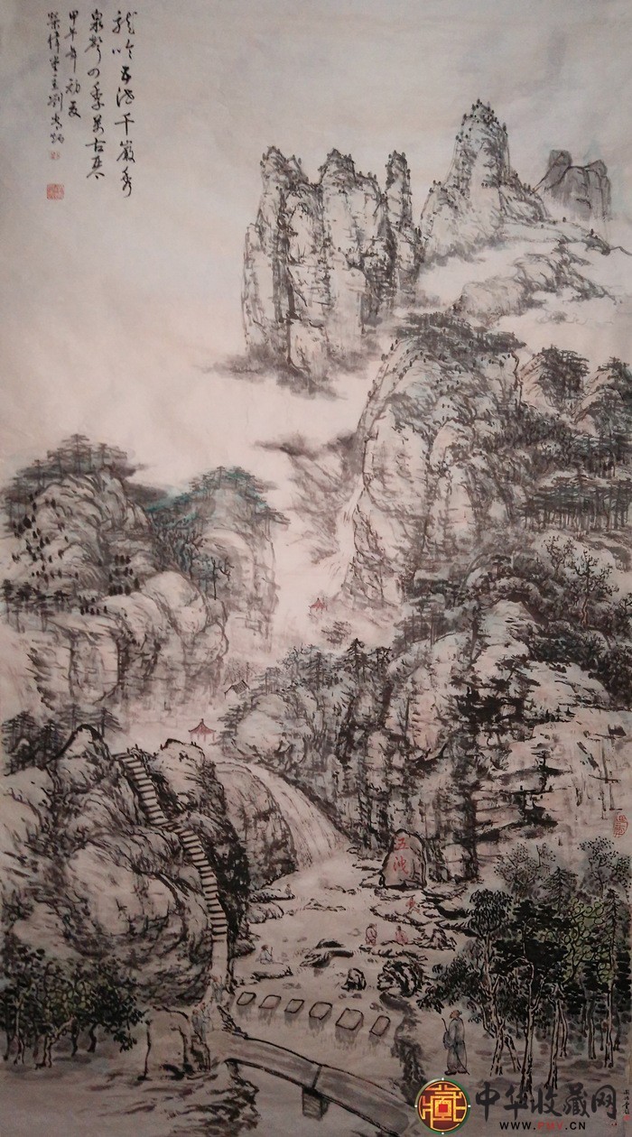 劉常炳   山水國畫作品 《諸暨五泄圖》179*98cm